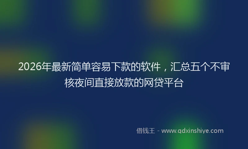 2026年最新简单容易下款的软件，汇总五个不审核夜间直接放款的网贷平台
