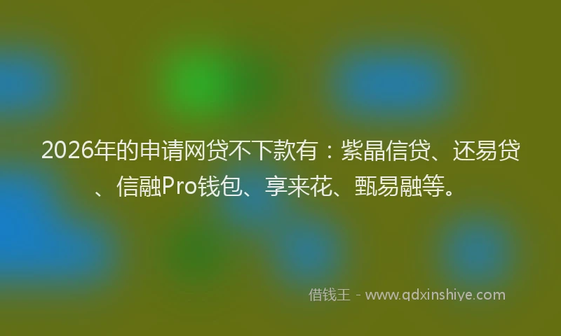 2026年的申请网贷不下款有：紫晶信贷、还易贷、信融Pro钱包、享来花、甄易融等。