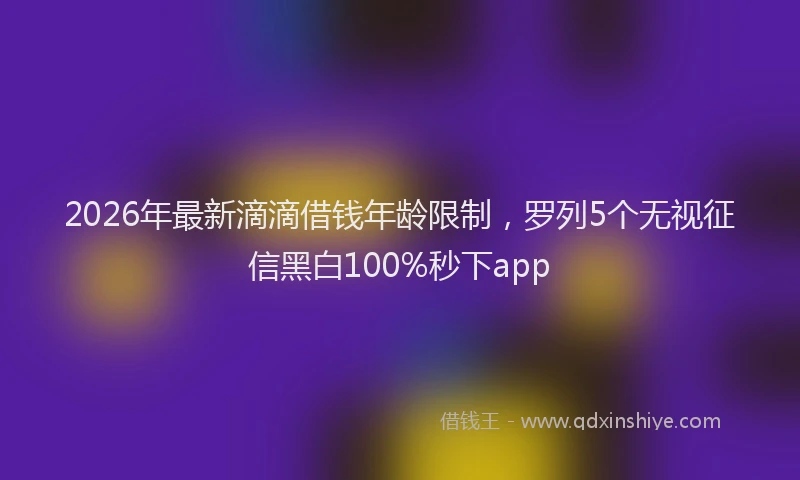 2026年最新滴滴借钱年龄限制，罗列5个无视征信黑白100%秒下app