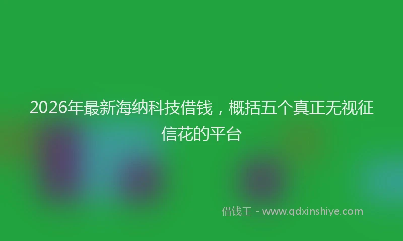 2026年最新海纳科技借钱，概括五个真正无视征信花的平台