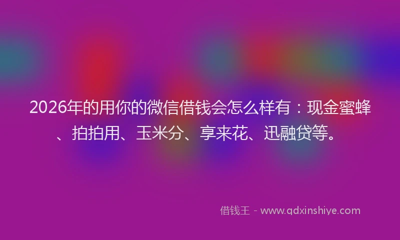 2026年的用你的微信借钱会怎么样有：现金蜜蜂、拍拍用、玉米分、享来花、迅融贷等。