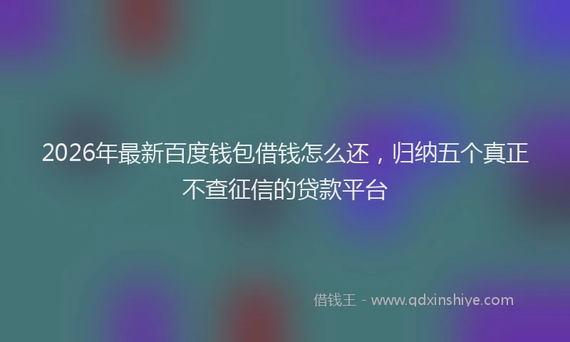 2026年最新百度钱包借钱怎么还，归纳五个真正不查征信的贷款平台