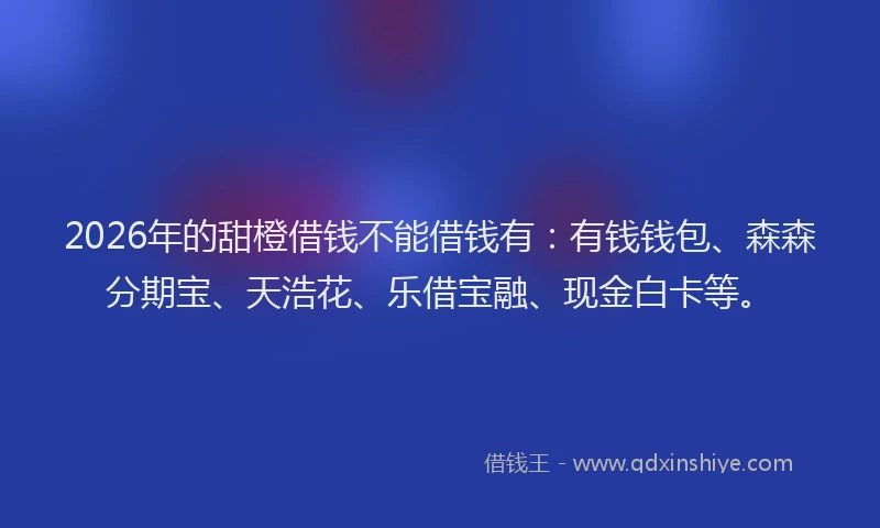 2026年的甜橙借钱不能借钱有：有钱钱包、森森分期宝、天浩花、乐借宝融、现金白卡等。