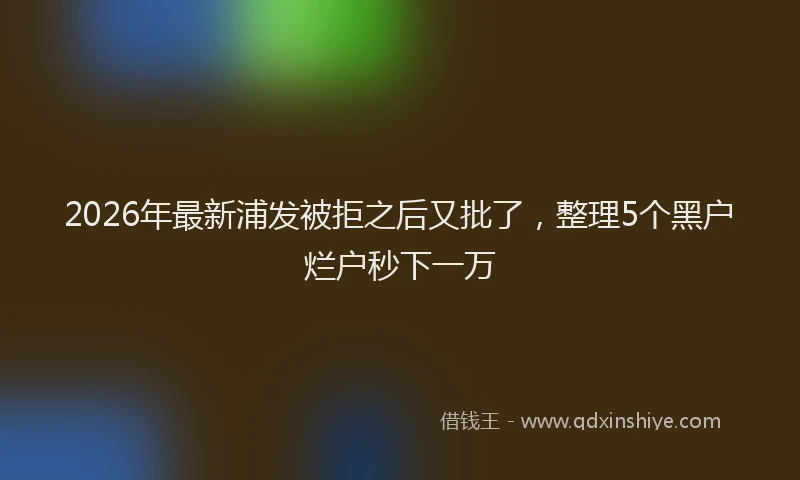 2026年最新浦发被拒之后又批了，整理5个黑户烂户秒下一万
