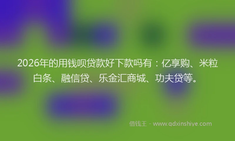 2026年的用钱呗贷款好下款吗有：亿享购、米粒白条、融信贷、乐金汇商城、功夫贷等。