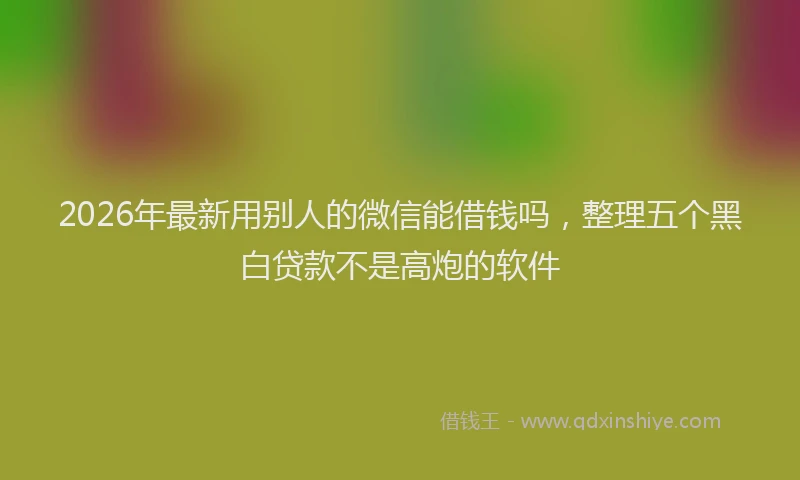 2026年最新用别人的微信能借钱吗，整理五个黑白贷款不是高炮的软件