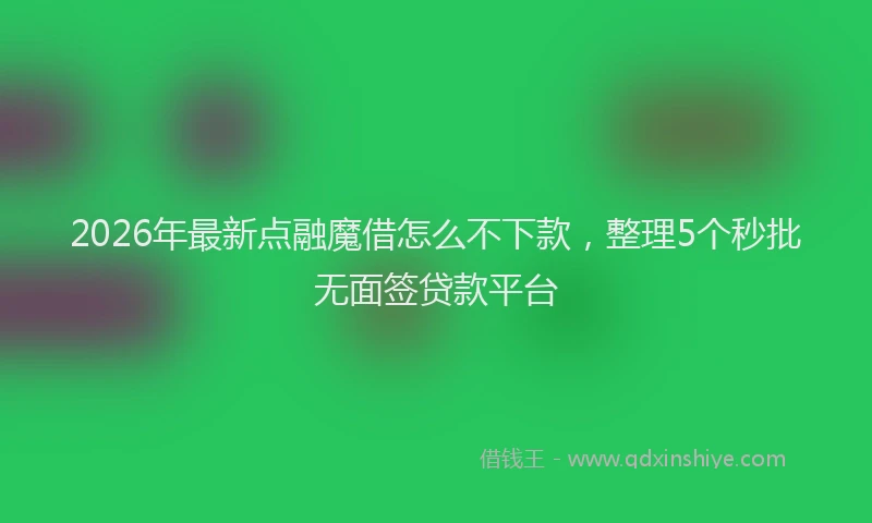2026年最新点融魔借怎么不下款，整理5个秒批无面签贷款平台