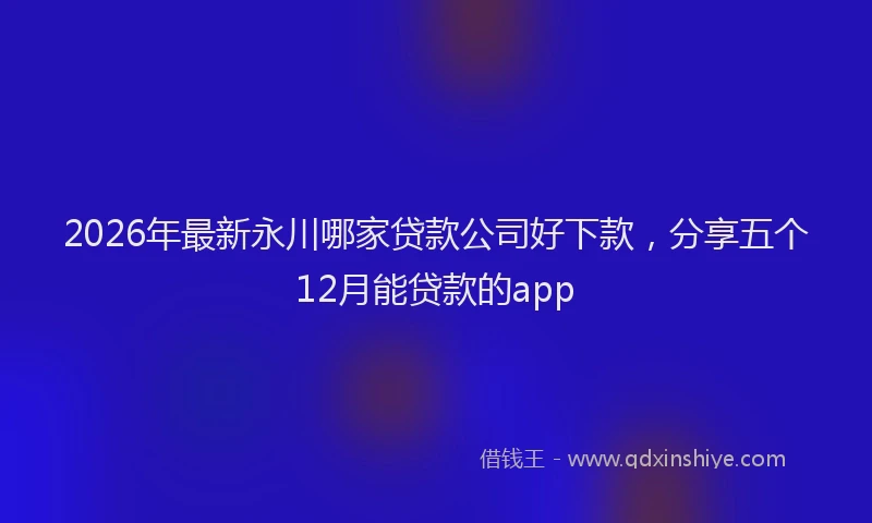 2026年最新永川哪家贷款公司好下款，分享五个12月能贷款的app