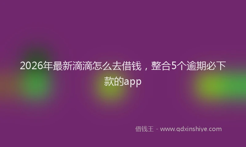 2026年最新滴滴怎么去借钱，整合5个逾期必下款的app