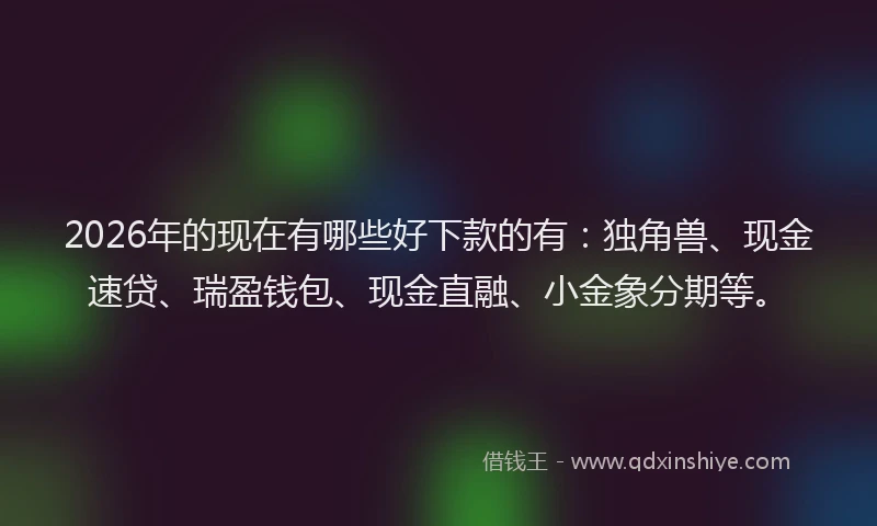 2026年的现在有哪些好下款的有：独角兽、现金速贷、瑞盈钱包、现金直融、小金象分期等。