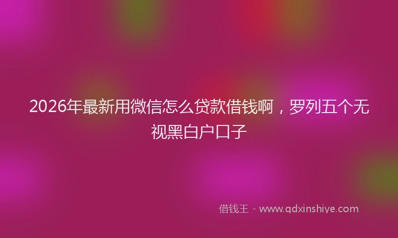 2026年最新用微信怎么贷款借钱啊，罗列五个无视黑白户口子