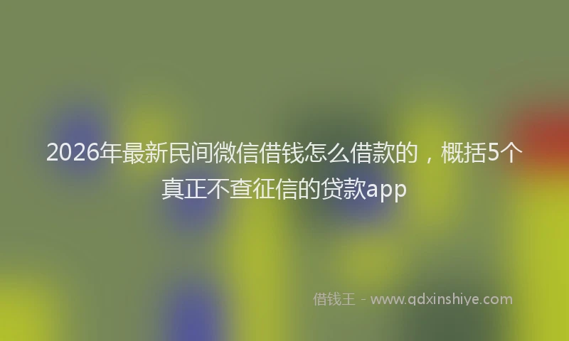2026年最新民间微信借钱怎么借款的，概括5个真正不查征信的贷款app