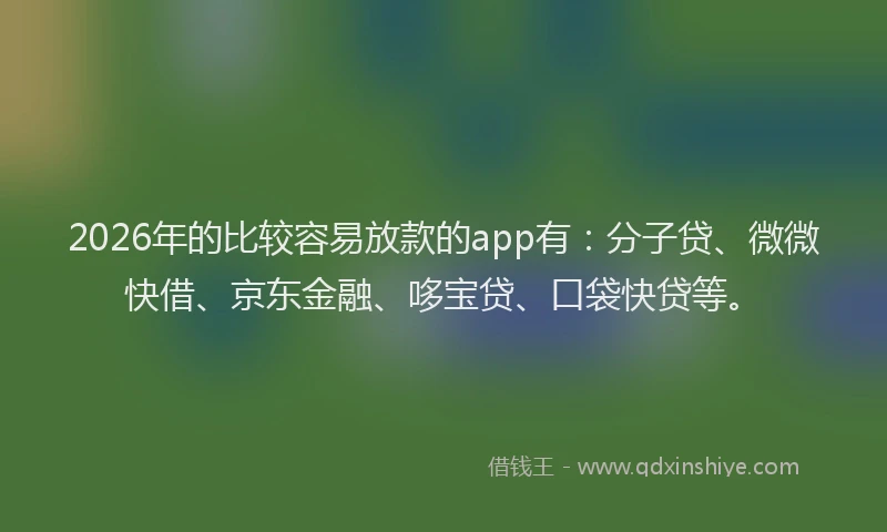 2026年的比较容易放款的app有：分子贷、微微快借、京东金融、哆宝贷、口袋快贷等。