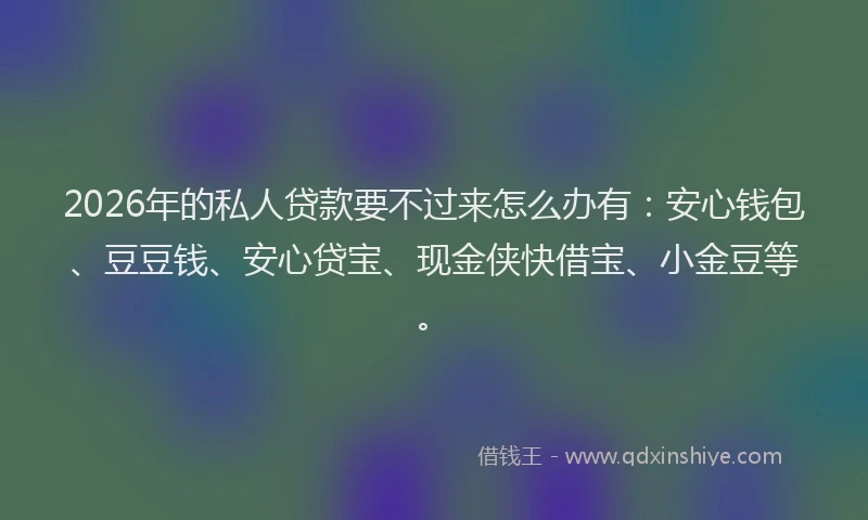 2026年的私人贷款要不过来怎么办有：安心钱包、豆豆钱、安心贷宝、现金侠快借宝、小金豆等。