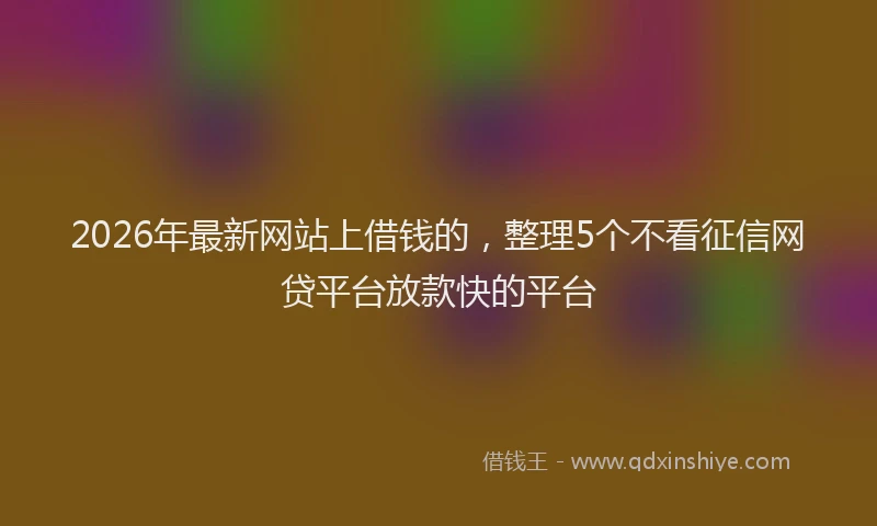 2026年最新网站上借钱的，整理5个不看征信网贷平台放款快的平台