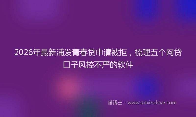 2026年最新浦发青春贷申请被拒，梳理五个网贷口子风控不严的软件