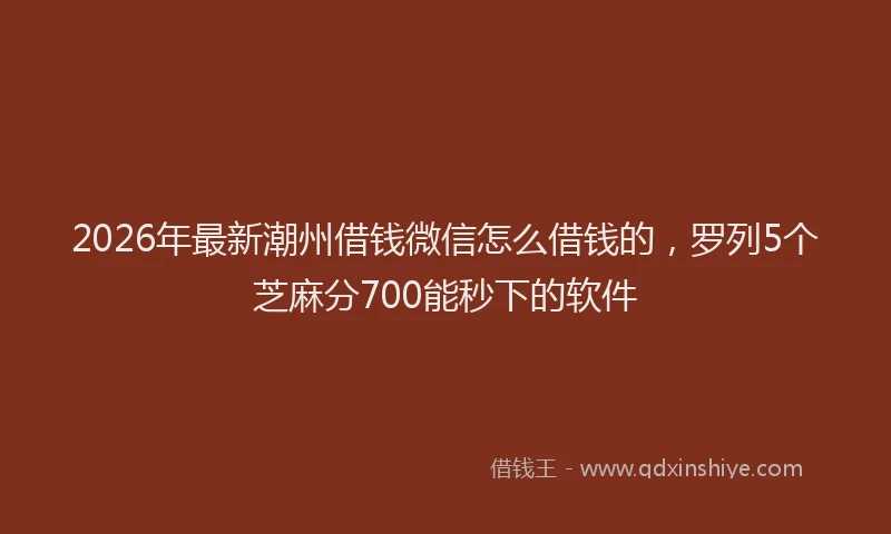 2026年最新潮州借钱微信怎么借钱的，罗列5个芝麻分700能秒下的软件