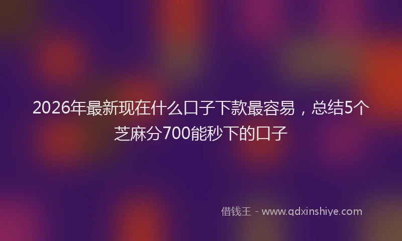 2026年最新现在什么口子下款最容易，总结5个芝麻分700能秒下的口子