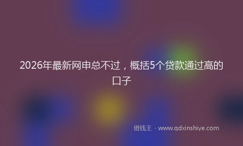 2026年最新网申总不过，概括5个贷款通过高的口子