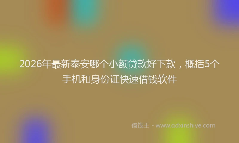 2026年最新泰安哪个小额贷款好下款，概括5个手机和身份证快速借钱软件