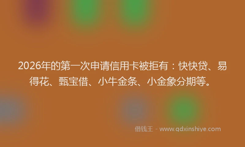 2026年的第一次申请信用卡被拒有：快快贷、易得花、甄宝借、小牛金条、小金象分期等。