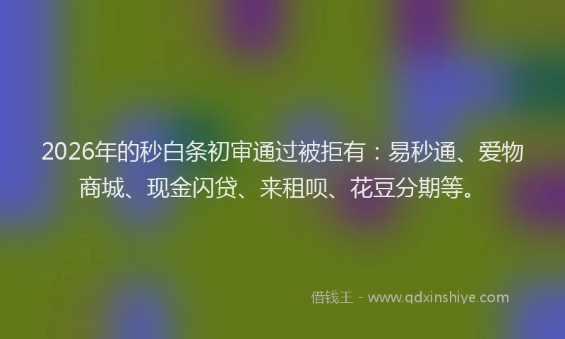2026年的秒白条初审通过被拒有：易秒通、爱物商城、现金闪贷、来租呗、花豆分期等。