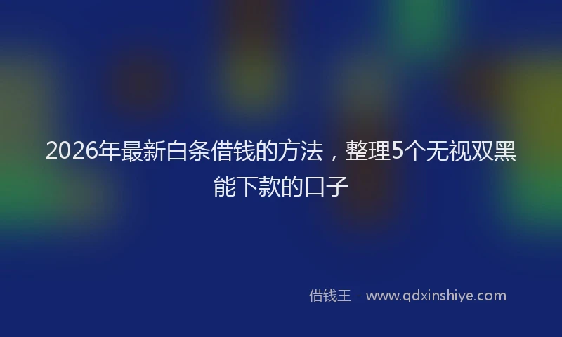 2026年最新白条借钱的方法，整理5个无视双黑能下款的口子