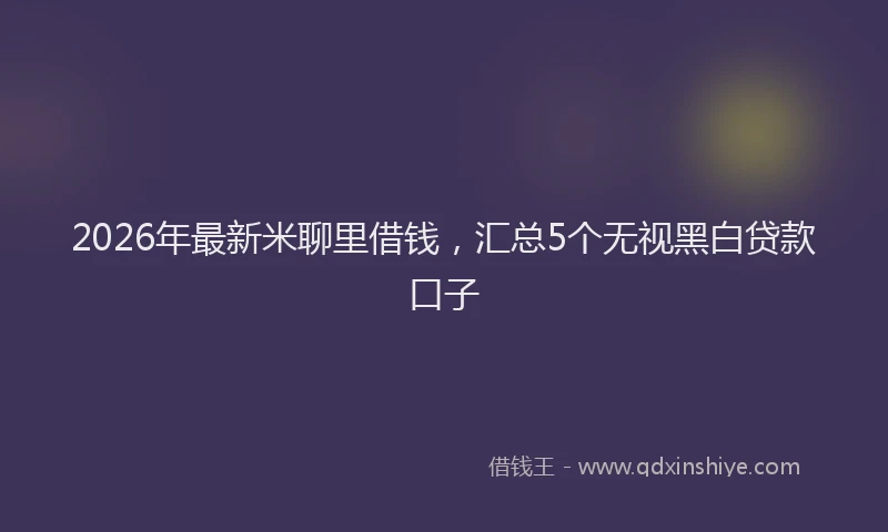 2026年最新米聊里借钱，汇总5个无视黑白贷款口子