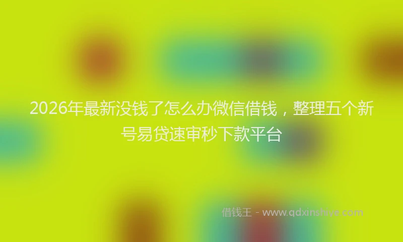2026年最新没钱了怎么办微信借钱，整理五个新号易贷速审秒下款平台
