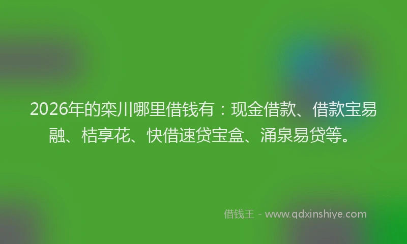 2026年的栾川哪里借钱有：现金借款、借款宝易融、桔享花、快借速贷宝盒、涌泉易贷等。