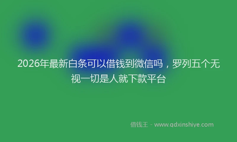 2026年最新白条可以借钱到微信吗，罗列五个无视一切是人就下款平台