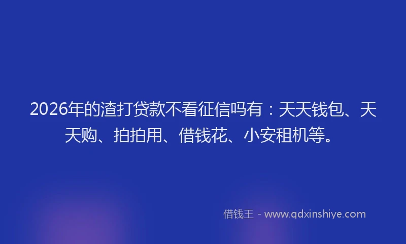 2026年的渣打贷款不看征信吗有：天天钱包、天天购、拍拍用、借钱花、小安租机等。