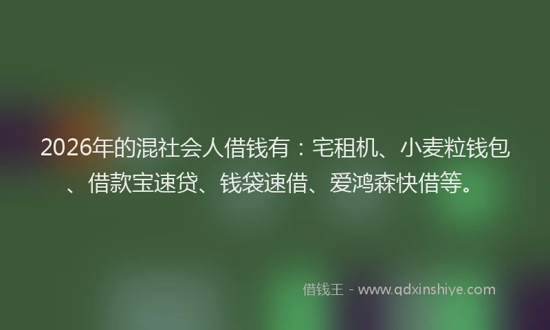 2026年的混社会人借钱有：宅租机、小麦粒钱包、借款宝速贷、钱袋速借、爱鸿森快借等。