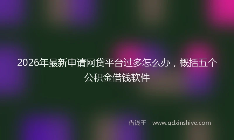 2026年最新申请网贷平台过多怎么办，概括五个公积金借钱软件
