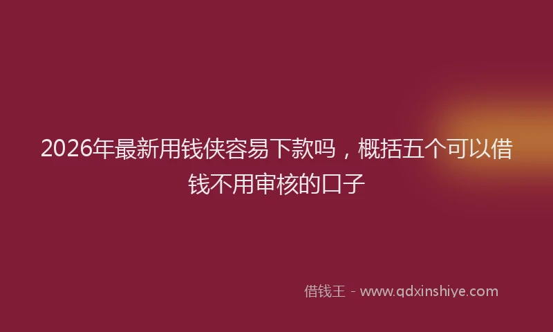 2026年最新用钱侠容易下款吗，概括五个可以借钱不用审核的口子