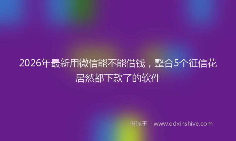 2026年最新用微信能不能借钱，整合5个征信花居然都下款了的软件