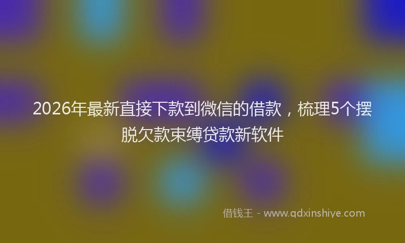 2026年最新直接下款到微信的借款，梳理5个摆脱欠款束缚贷款新软件