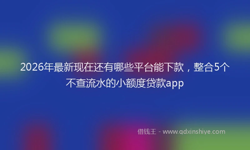 2026年最新现在还有哪些平台能下款，整合5个不查流水的小额度贷款app