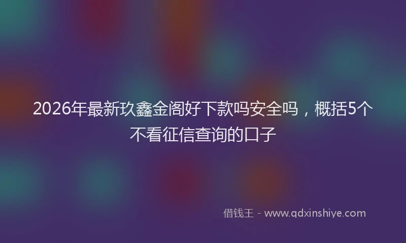 2026年最新玖鑫金阁好下款吗安全吗，概括5个不看征信查询的口子