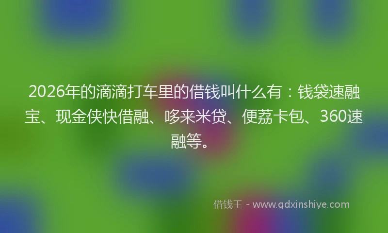 2026年的滴滴打车里的借钱叫什么有：钱袋速融宝、现金侠快借融、哆来米贷、便荔卡包、360速融等。