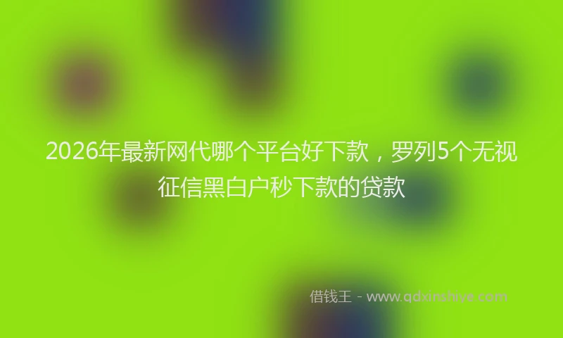 2026年最新网代哪个平台好下款，罗列5个无视征信黑白户秒下款的贷款
