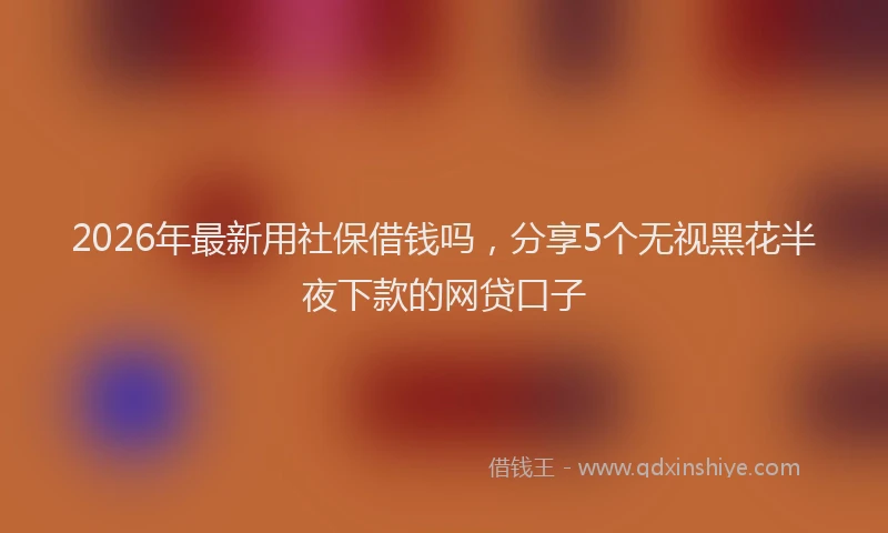 2026年最新用社保借钱吗，分享5个无视黑花半夜下款的网贷口子