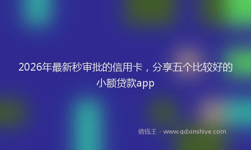 2026年最新秒审批的信用卡，分享五个比较好的小额贷款app