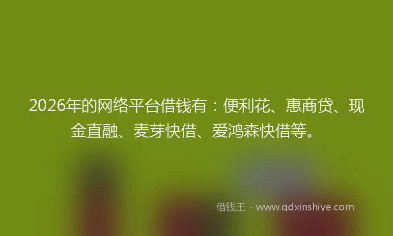 2026年的网络平台借钱有：便利花、惠商贷、现金直融、麦芽快借、爱鸿森快借等。