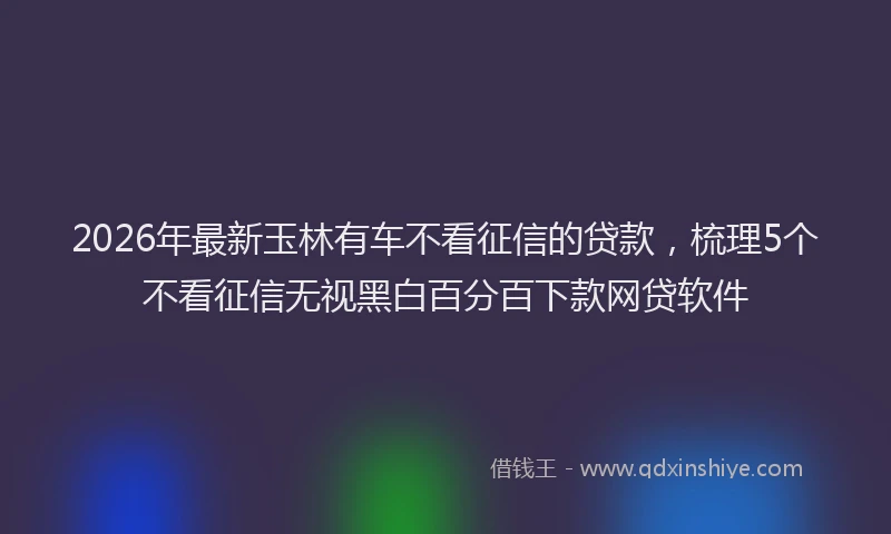 2026年最新玉林有车不看征信的贷款，梳理5个不看征信无视黑白百分百下款网贷软件