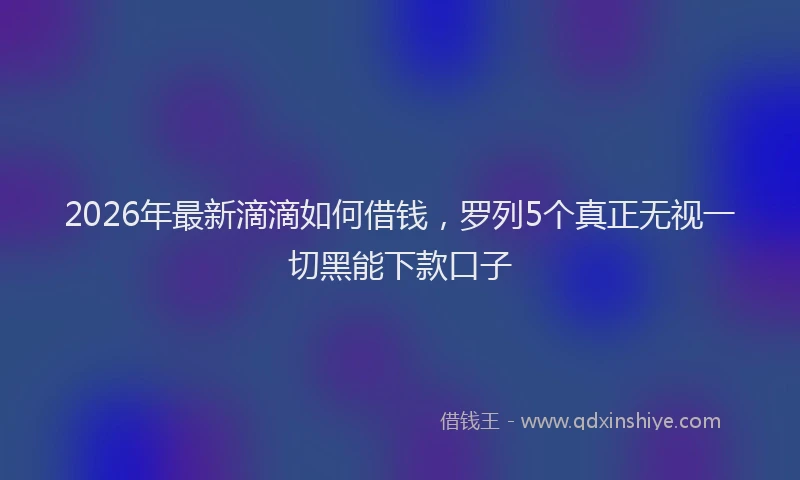 2026年最新滴滴如何借钱，罗列5个真正无视一切黑能下款口子