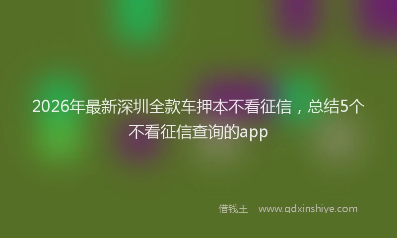 2026年最新深圳全款车押本不看征信，总结5个不看征信查询的app