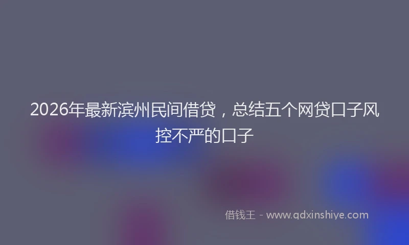 2026年最新滨州民间借贷，总结五个网贷口子风控不严的口子