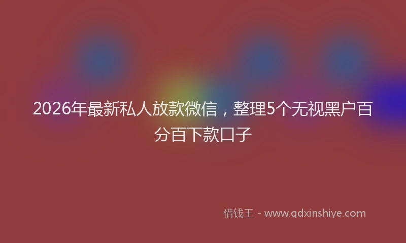 2026年最新私人放款微信，整理5个无视黑户百分百下款口子