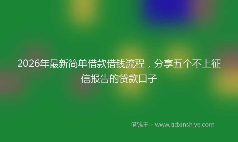 2026年最新简单借款借钱流程，分享五个不上征信报告的贷款口子